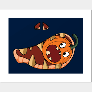 Spooky Jack O' Lantern Pumpkin Eating Pumpkin Posters and Art